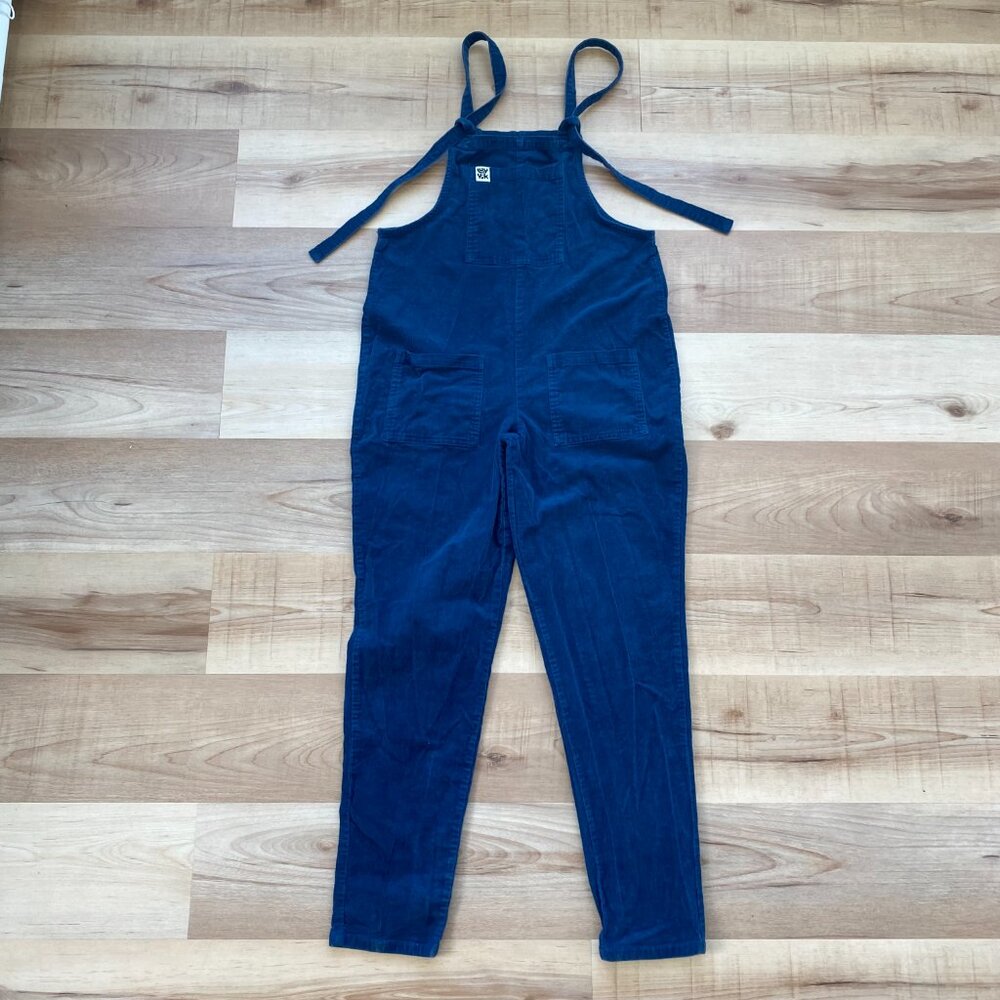 Lucy & Yak Women's Blue Organic Cotton Corduroy Front Pocket Dungarees Sz 8 Long